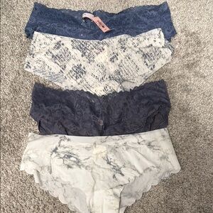 PINK Victoria's Secret Blue and Gray Lace Panty Set